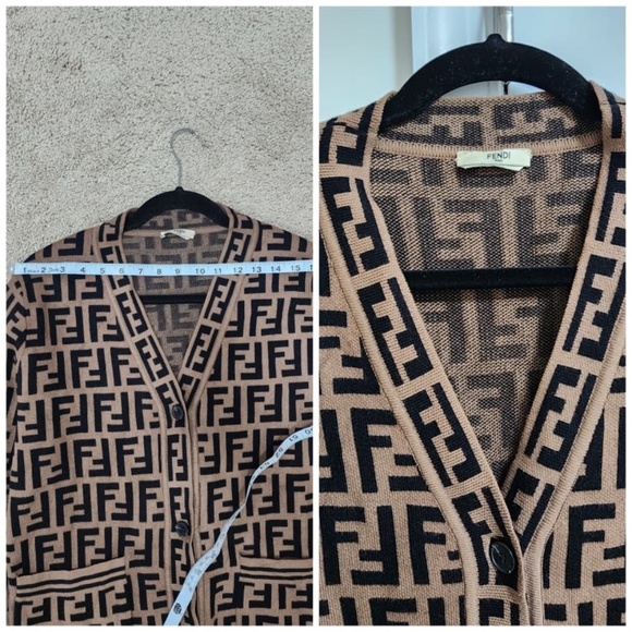 Authentic Fendi Zucca Cardigan in Brown/Black - Picture 7 of 16